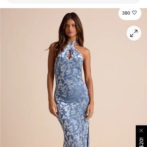 Lulu's Halter Blue and White Floral Dress